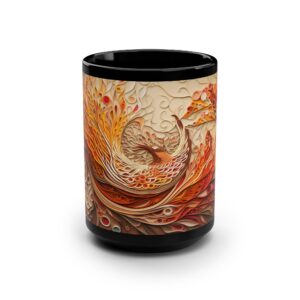 Art Deco Phoenix Coffee Mug - Symbol of Renewal and Hope